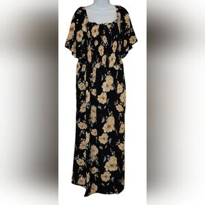 Womens Celkuser Black Floral Plus Size Dress, Size 22 NWT